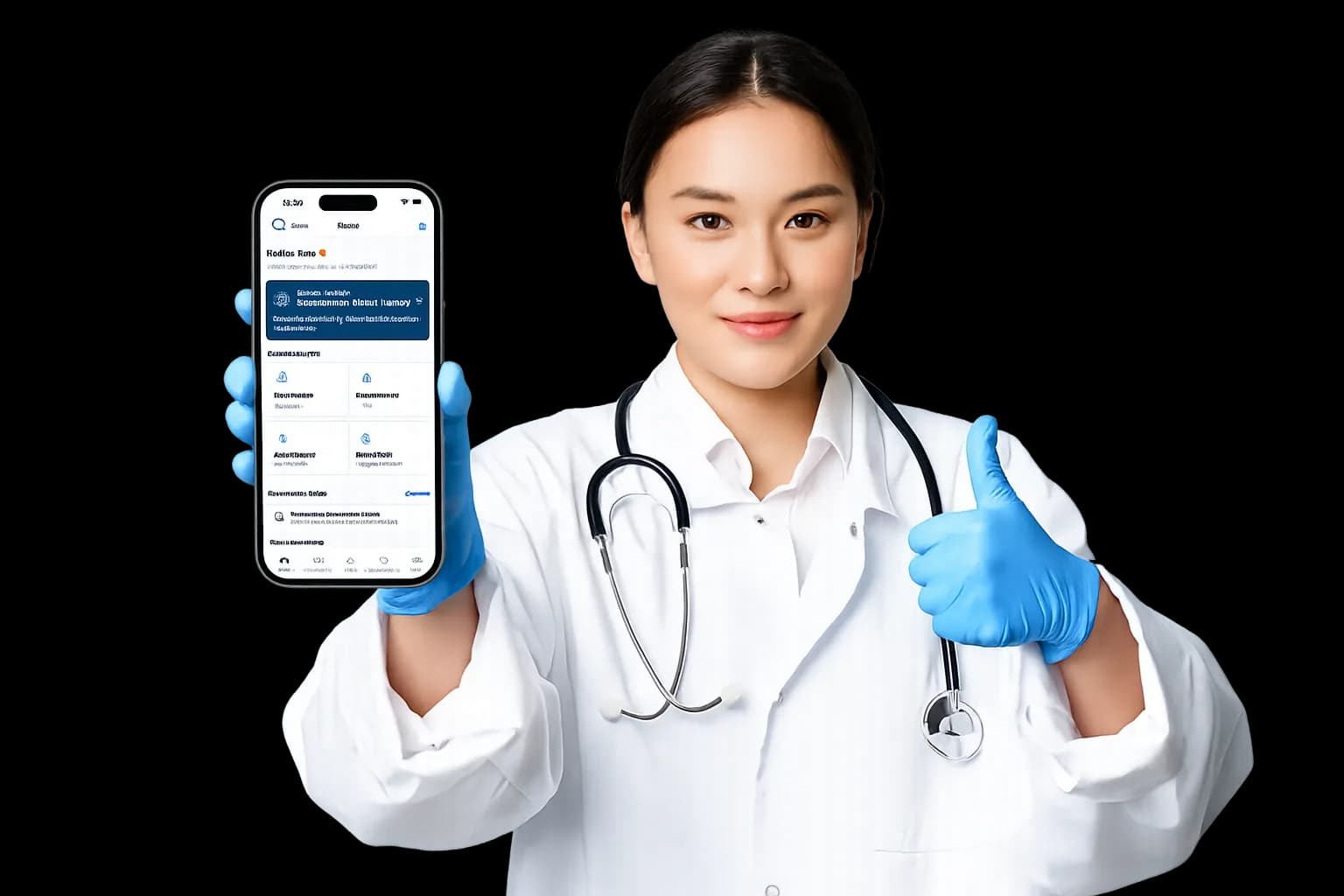Aerztin mit Hello Doctor App